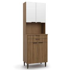 Imagem de Armário De Cozinha Paneleiro Com Nicho Para Micro-ondas 4 Portas 2 Gavetas Nogal/branco Paris Batrol Nogal/bran