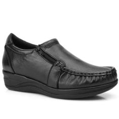 Imagem de Tenis Ortopedico Feminino Couro Anti Stress Sapato Mocassim Conforto Z