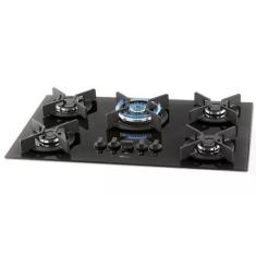 Imagem de Cooktop a Gás Infinity Mesa 5 Queimadores em Vidro Preto - Fischer