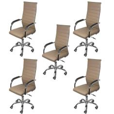 Imagem de Kit 5 Cadeiras para Escritório Presidente Esteirinha Florença Or Design Caramarromo