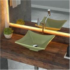 Imagem de Kit Cuba L30 Torneira Link 1062 Metal 1/4 Volta Compace Verde Acqua