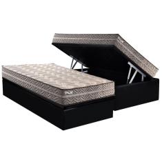 Imagem de Conjunto Box Baú Solteiro Colchão Espuma Paropas D45 Pasquale Plus Gray + Base Crc Suede Black (88x188)