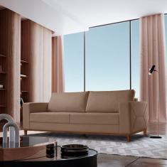 Imagem de Sofá Fixo 3 Lugares Roma Veludo 180cm X 90cm X 85cm Bege