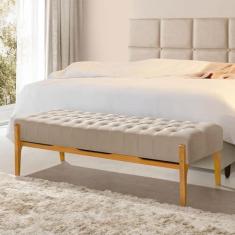 Imagem de Recamier Base Em Madeira Puerto 1,50m Capitonê Veludo Bege