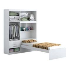 Imagem de Guarda Roupas Milena ACP com Cama + Cama Auxiliar Solteiro e Baú - Bra