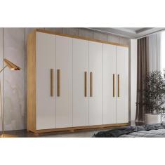 Imagem de Guarda Roupa 6 Portas e 2 Gavetas c/ Pés Espanha Naturale/Off White - Rufato