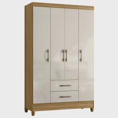 Imagem de Guarda Roupa Solteiro 111cm 4 Portas Évora M07 Freijó/Off - Mpozenato