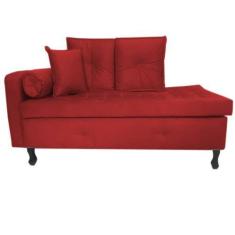 Imagem de Recamier Calçadeira Cancun 1,93 Cm Suede Vermelho - Casa & Estofados -