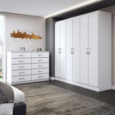 Imagem de Guarda-Roupa Casal Harper 6 Portas 2 Gavetas com Cômoda 10 Gavetas Branco - Panorama Móveis