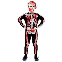 Imagem de Fantasia Esqueleto Glow zumbi Infantil com Máscara - Halloween - Diver