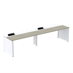 Imagem de Mesa de Plataforma Simples para 2 Pessoas Corporativa 110x792/2p Pscpp110/792/2p Nogueira Casablanca/Branco