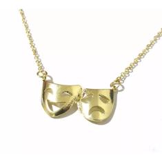 Imagem de Colar Mascara Teatro Folheado A Ouro 18k