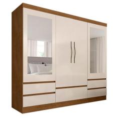 Imagem de Roupeiro Casal Com Espelho 4 Portas Camilla Freijó/off Premium - Móveis Arapongas