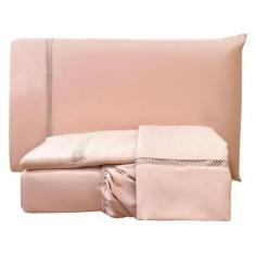 Imagem de Jogo De Cama Lençol King Apolo Micropercal 300 Fios - Rosê - Casa Show