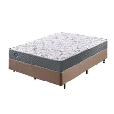 Imagem de Cama Box Casal Reforçado Linho 138x188x38cm e Colchão Adapto Molas Ensacadas Marrom