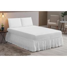 Imagem de Jogo De Lençol Cama Casal Box Padrão Com Elastico + 2 Portas Travessei