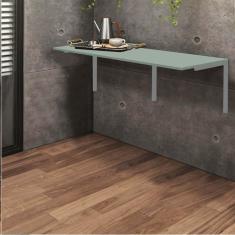 Imagem de Mesa Suspensa de Estudos Parede 120cm Escritório Suporte Prata MDF Verde Oliva - Ahazzo Móveis