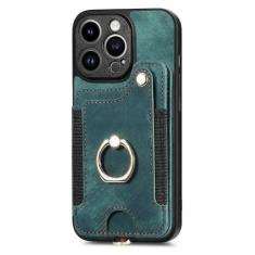 Imagem de Capa de telefone de couro com anel de dedo para iPhone 15 Pro Max 14 13 12 11 Pro Max 15 Plus 13 Pro Carteira com compartimentos para cartão, verde, para iphone 11 Pro