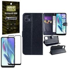 Imagem de Kit Capinha Carteira Moto G50 5G + Película 3D Armyshield