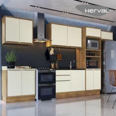 Imagem de Cozinha Modulada 100% Mdf Herval Ten, 7 Peças Com Tampo, 350 Cm