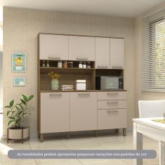 Imagem de Cozinha Compacta 7 Portas E 2 Gavetas Com Tampo Luciane Móveis Carvalho Cinnamon