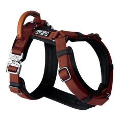 Imagem de MADE TO ROAM Peitoral Explorer Premium – Peitoral para cães em forma de Y com nylon durável ajustável, acolchoamento macio, fivelas de metal e alça de couro para cães pequenos, médios e grandes
