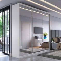 Imagem de guarda-roupa casal com 3 espelhos genebra 3 pt 4 gv branco