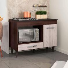 Imagem de Balcão Cooktop 4 bocas Para Forno Microondas Carla Cor Castanho - AJL