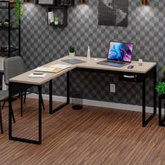 Imagem de Mesa De Canto Em L Escrivaninha Com 1 Gaveta Industrial 150X150cm - Ne