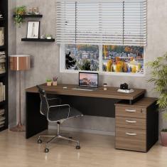 Imagem de Mesa de Escritório Pedestal 3 Gavetas 190x70cm Nogal