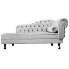 Imagem de Divã Recamier Diana Lado Esquerdo 120 Cm Linho Amarena Móveis Cinza Claro