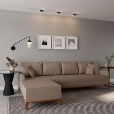 Imagem de Sofá 4 Lugares Quito Com Chaise Esquerdo Linho Bege - Mobly