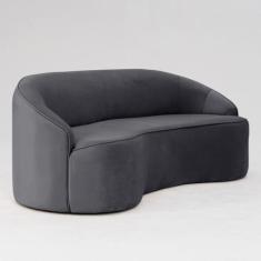 Imagem de Sofá Curvo Montserrat 210cm 03 Lugares Veludo Cinza Titânio - Nexta Ca