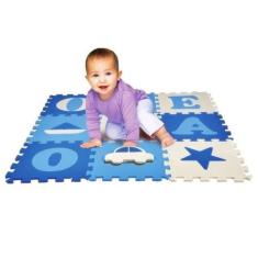 Imagem de Tapete Infantil Eva Vogais Menino Azul - 9 Placas 33X33cm - Nig Brinqu