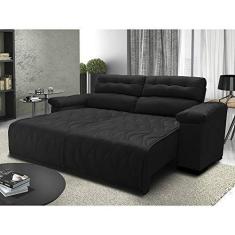 Imagem de Sofá 2,42m Retrátil e Reclinável com Molas Cama inBox Top Tecido Suede Velusoft Preto