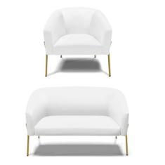 Imagem de Sofá Namoradeira e Poltrona Pé de Ferro Dourado Stella Corino D03 - D'Rossi