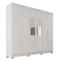 Imagem de Guarda Roupa 6 Portas 4 Gavetas Mdp Com Pés Espelho Branco