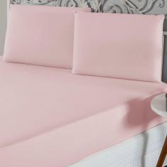 Imagem de Jogo De Lençol King Malha 100% Algodão 3 Peças Cor Rosa