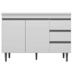 Imagem de Balcão Gabinete Cozinha 120cm Com Tampo 2 Portas Branco