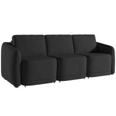 Imagem de Sofá Cama Para Sala De Estar 4 Lugares 336cm Montserrat K01 Veludo Preto - Lyam Decor