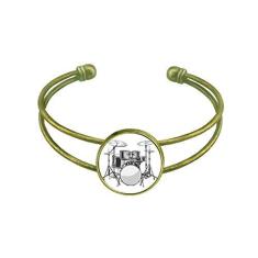 Imagem de Kit de bateria musical de música com ilustração energética pulseira bracelete retrô de punho aberto