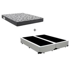 Imagem de Cama Box Casal Bipartido 138 Tecido Sintético Branco Com Colchão De Es