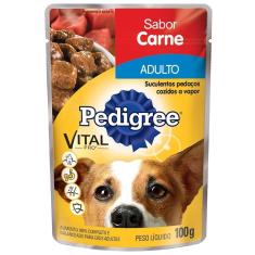Imagem de Ração Úmida para Cachorro Pedigree Adulto Sachê Carne 100g Embalagem 18 unidades