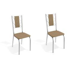 Imagem de Conjunto Com 2 Cadeiras De Cozinha Lisboa Cromado E Capuccino