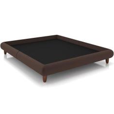 Imagem de Cama Casal King Base Box Pés De Madeira 210cm Otto P05 Veludo Marrom -