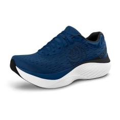 Imagem de Topo Athletic Tênis masculino leve e confortável de 5 mm Drop Atmos Road Running Tênis esportivo para corrida na estrada, Azul-marinho/branco, 38