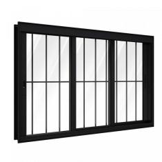 Imagem de Janela De Alum nio De Correr 120x150cm 3 Folhas Com Grade Luc