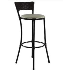 Imagem de Banqueta Alta Forts Fibra Acesse Móveis Preto Branco Gelo