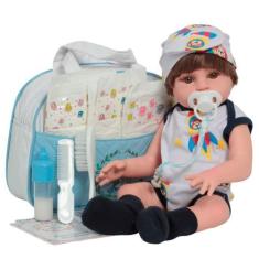 Imagem de Boneco Bebê Reborn Menino Enxoval Completo Pode Dar Banho - Cegonha Re
