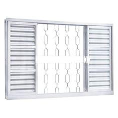 Imagem de Janela de Aço Veneziana 100x100cm 6 Folhas com Vidro Liso Minas Sul MGM Branco